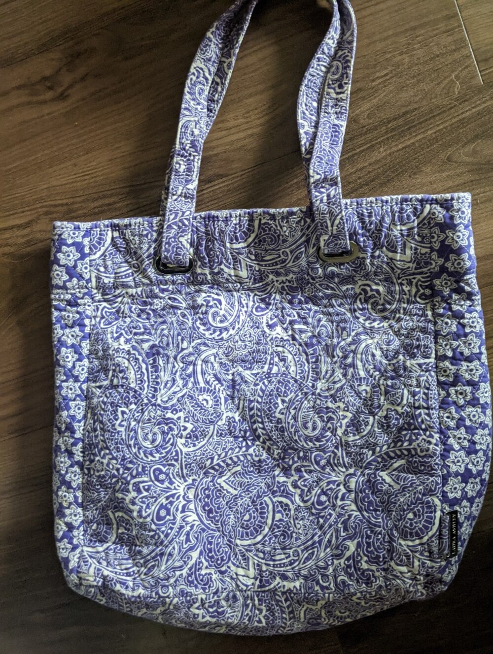 Laura Ashley - Purple & White Paisley Quilted Soft Tote Bag | 14h x 3.5d x 13w